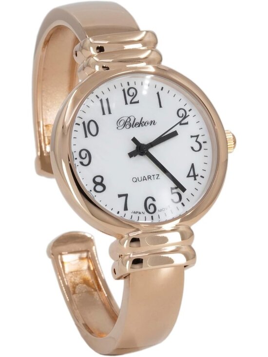 Women\'s Rose Gold Analog Quartz Metal hinged Pearl Cuff Bracelet Wrist Watch main image 6